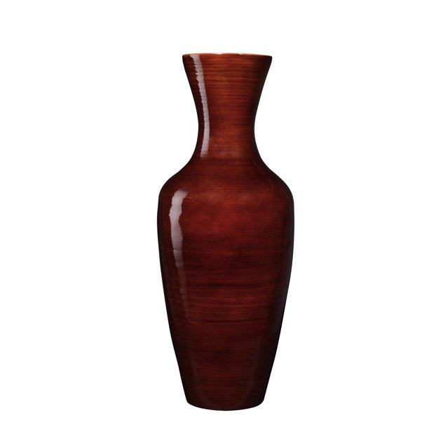 18” Tall Brown Bamboo Vase | Decorative Jar Vase for Silk Plants & Flowers