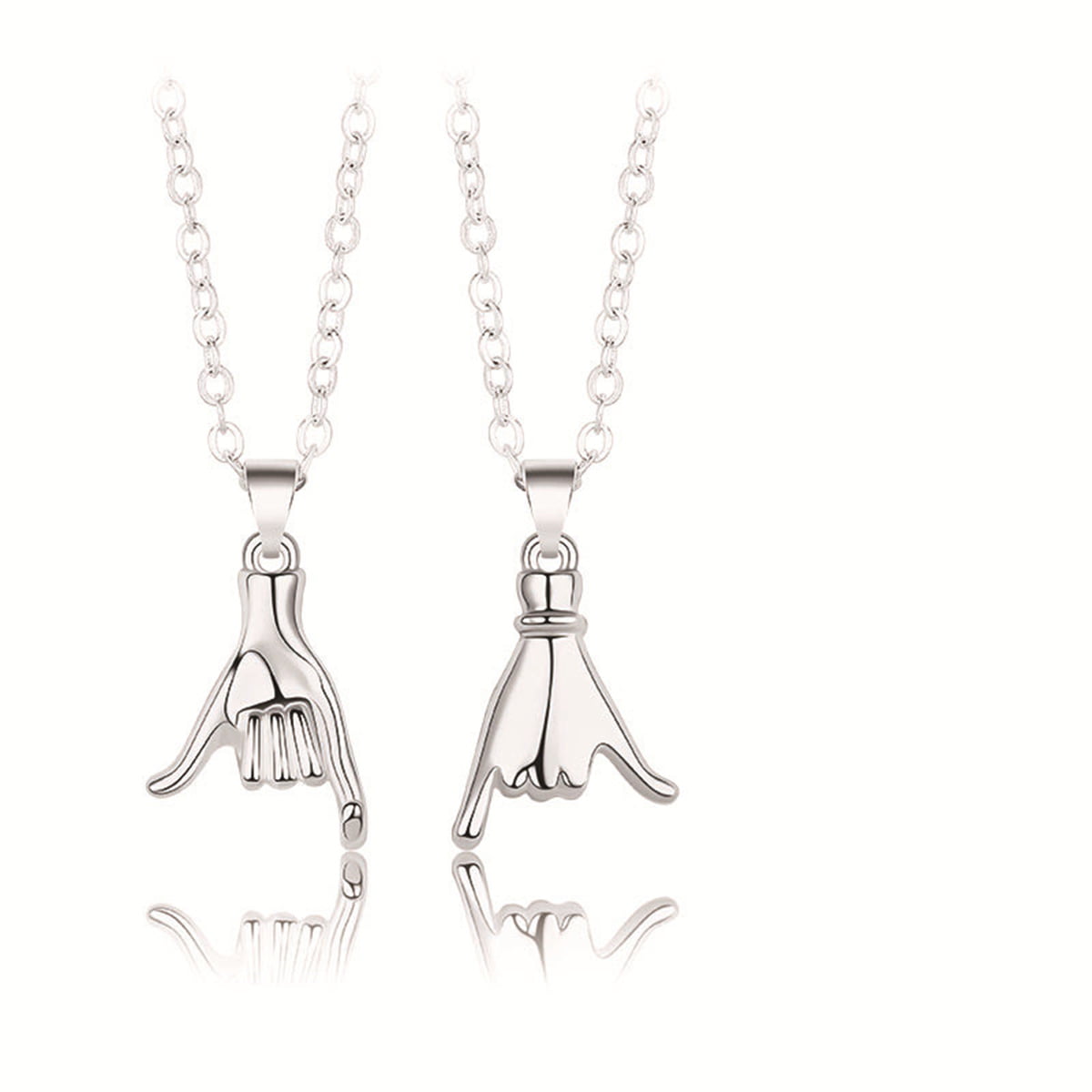 Pinky Promise Matching Couple Necklaces -Silver