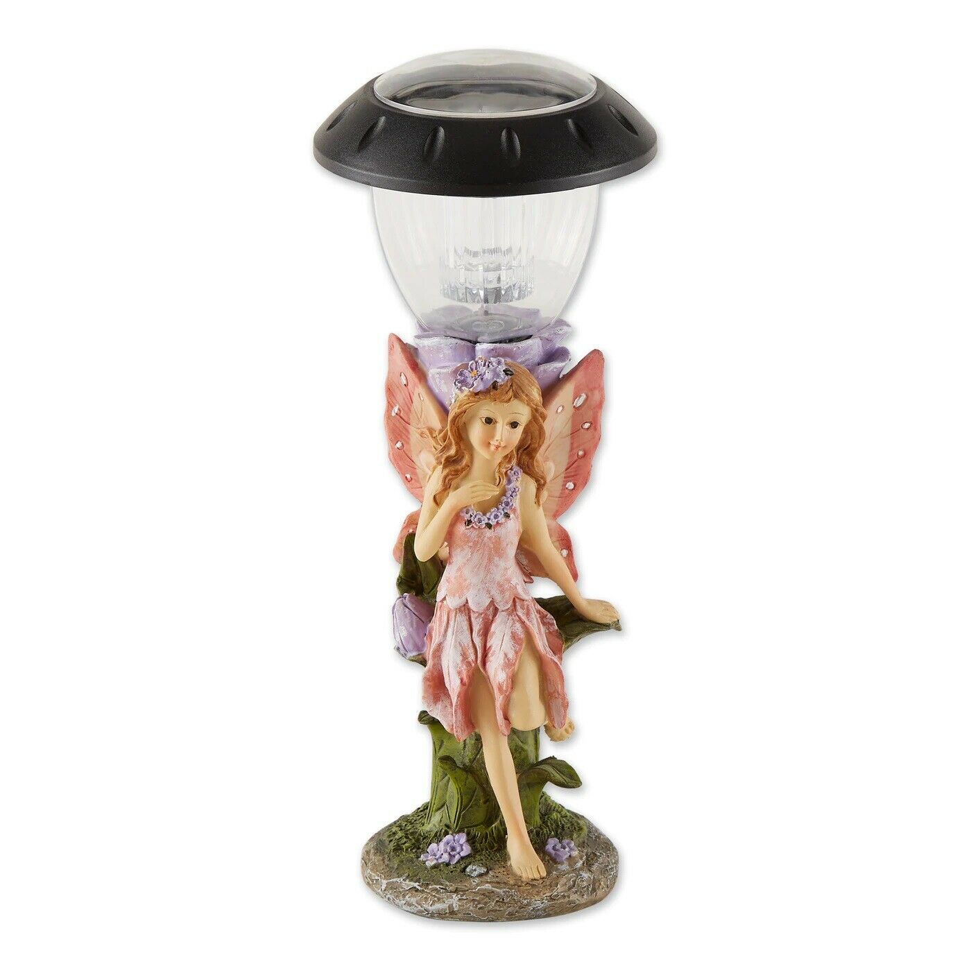 Solar Lighted Pink Fairy Statue Figurine Patio Yard Lawn Pathway Garden Decor