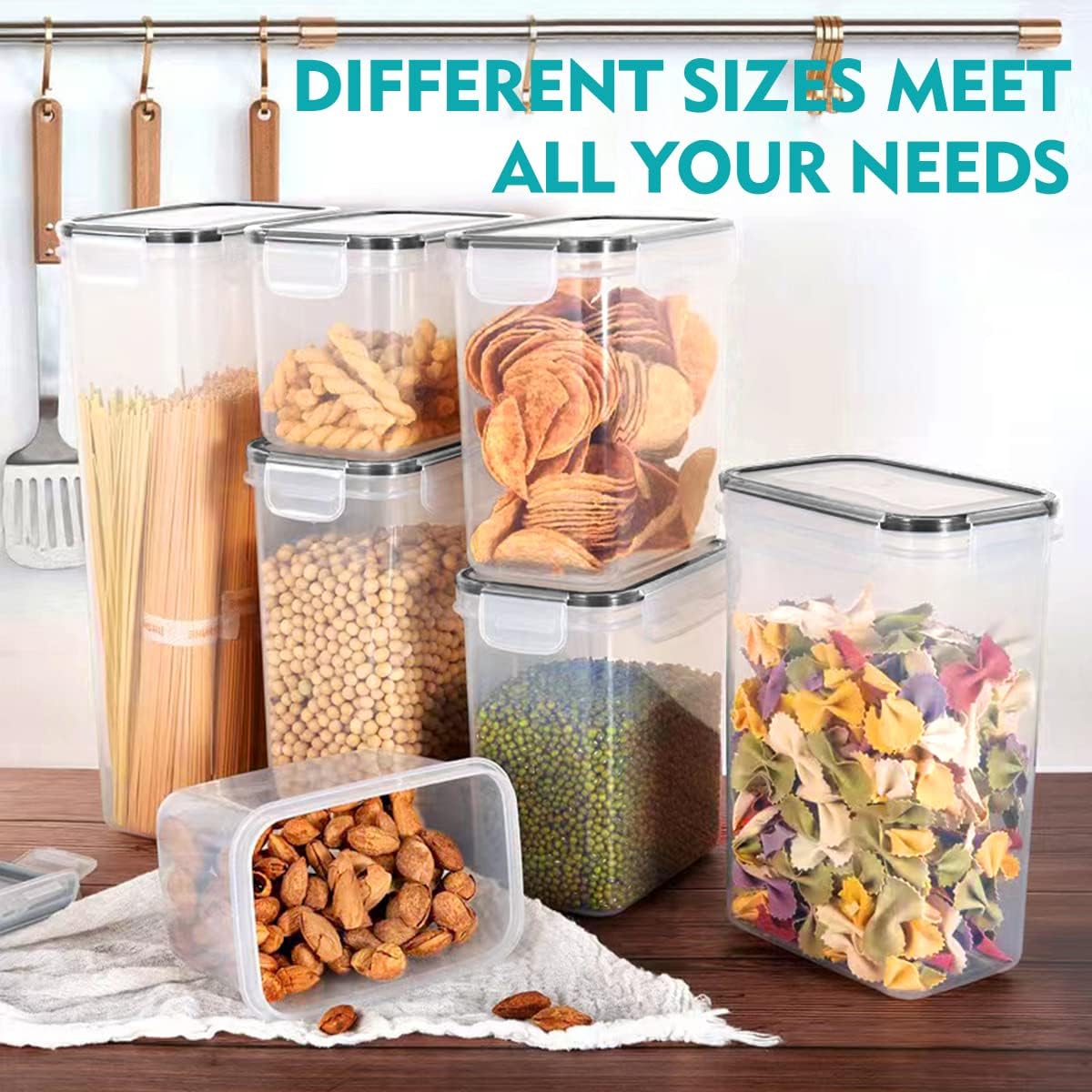 46 PCS Airtight Food Storage Containers Set, Kitchen & Pantry Organization Containers for Cereal, Flour & Sugar, BPA-Free Plastic Cereal Container with Easy Lock Lids, Labels, Marker & Spoon Set