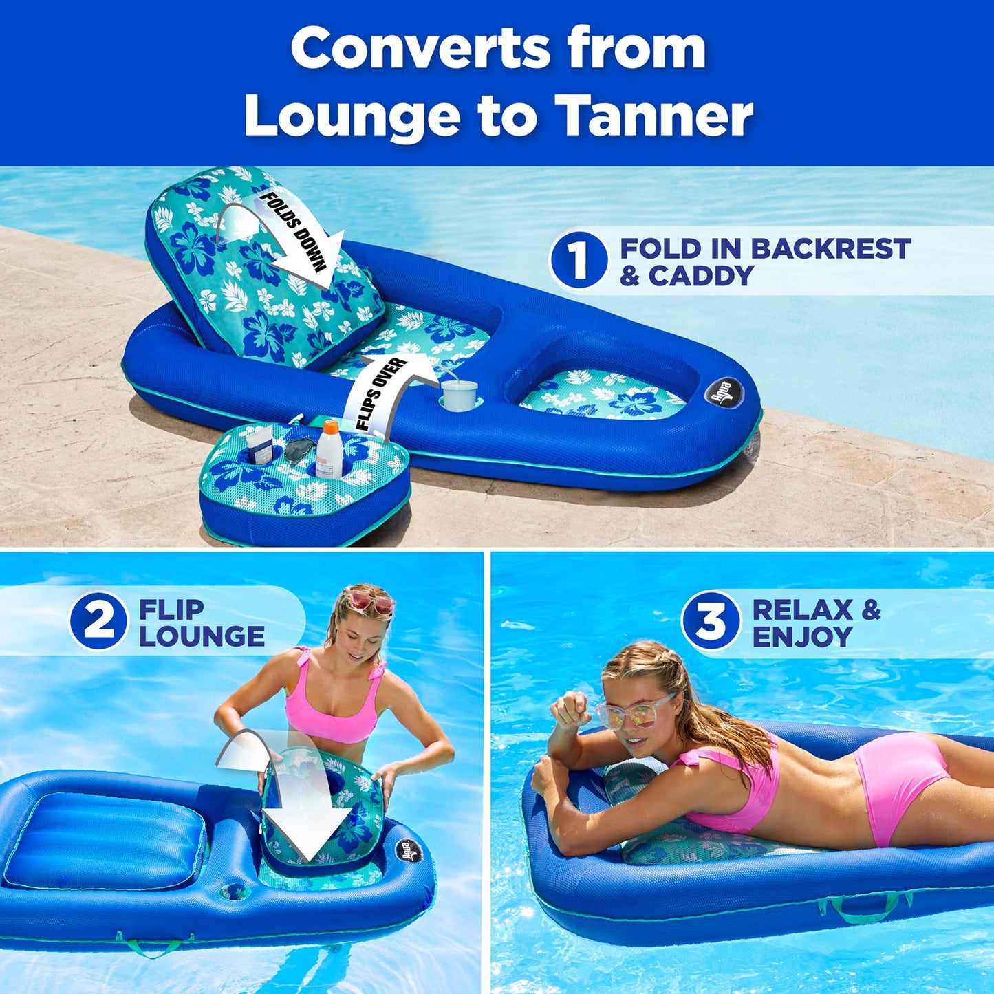 2 in 1 Convertible Water Lounger Pool Inflatable