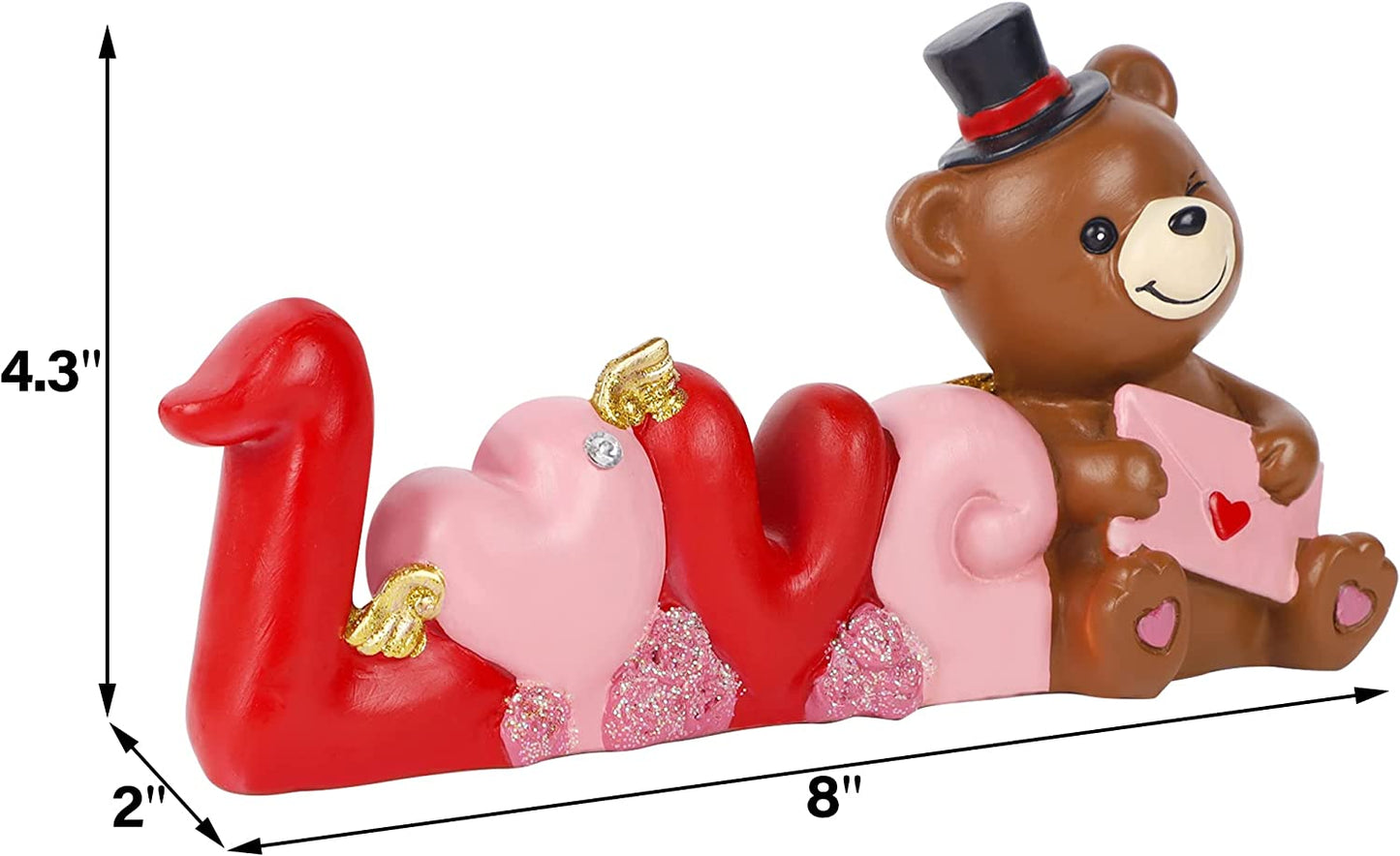 Resin Love Heart Bear Table Figurines for Home Decoration