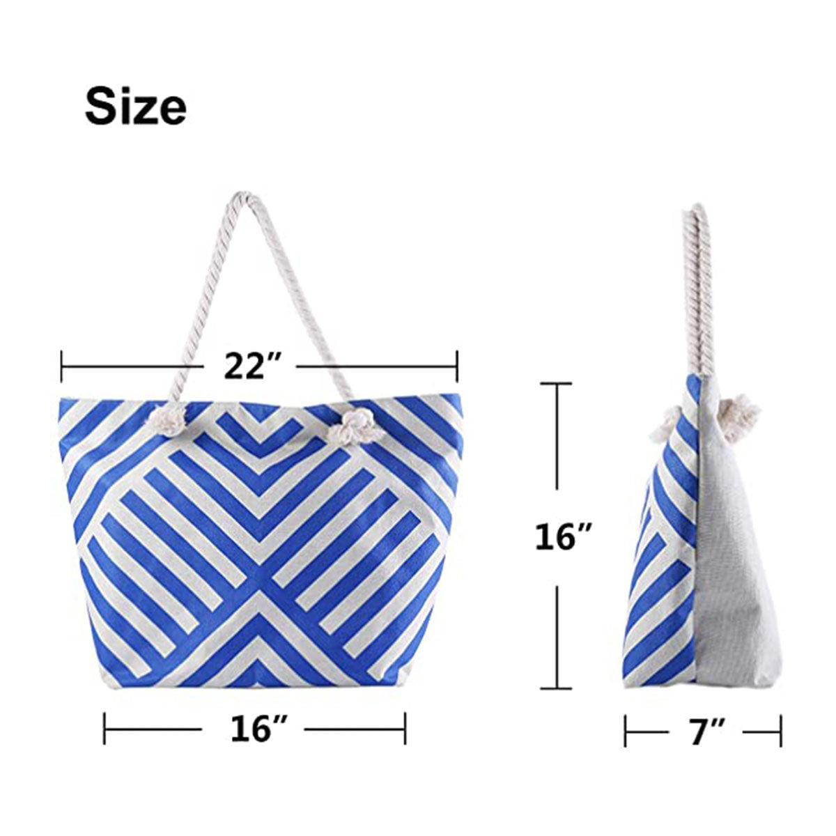 Extra Large Beach Bags Totes for Women Waterproof Sandproof- Stripe Blue