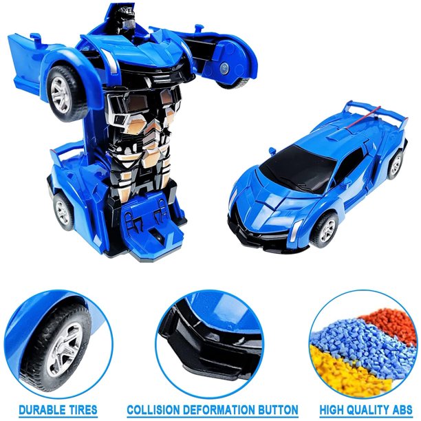 Transforming Toys Cars, Robot Cars Toys for Kids Boys Girls Blue