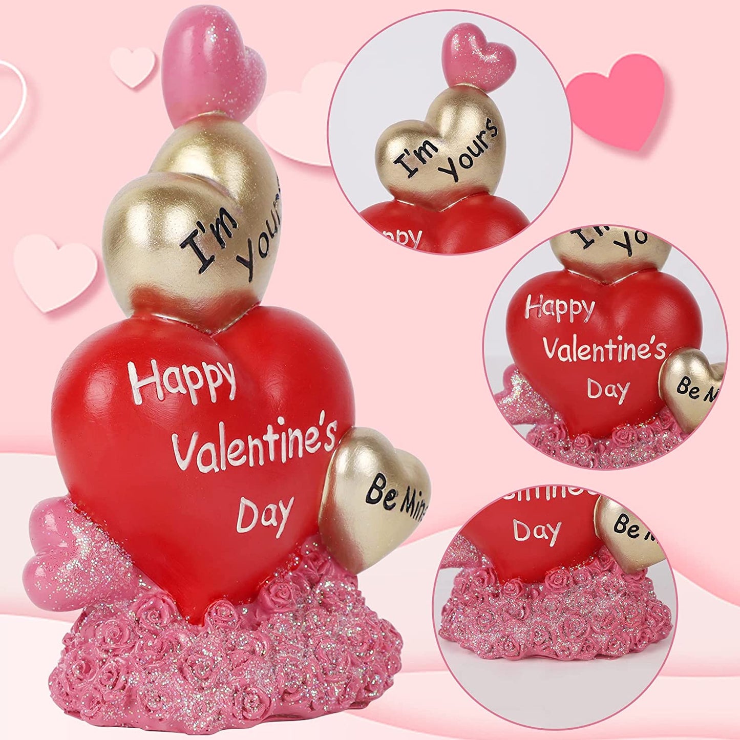 Resin Red Hearts Valentine's Day Tabletop Decorations