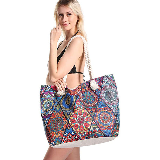 Extra Large Beach Bags Totes for Women Waterproof Sandproof-Mandala