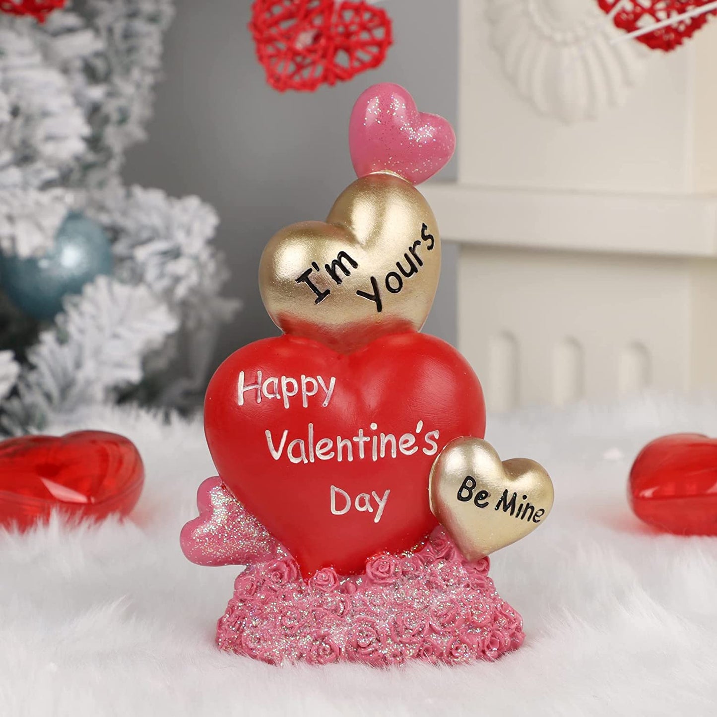 Resin Red Hearts Valentine's Day Tabletop Decorations