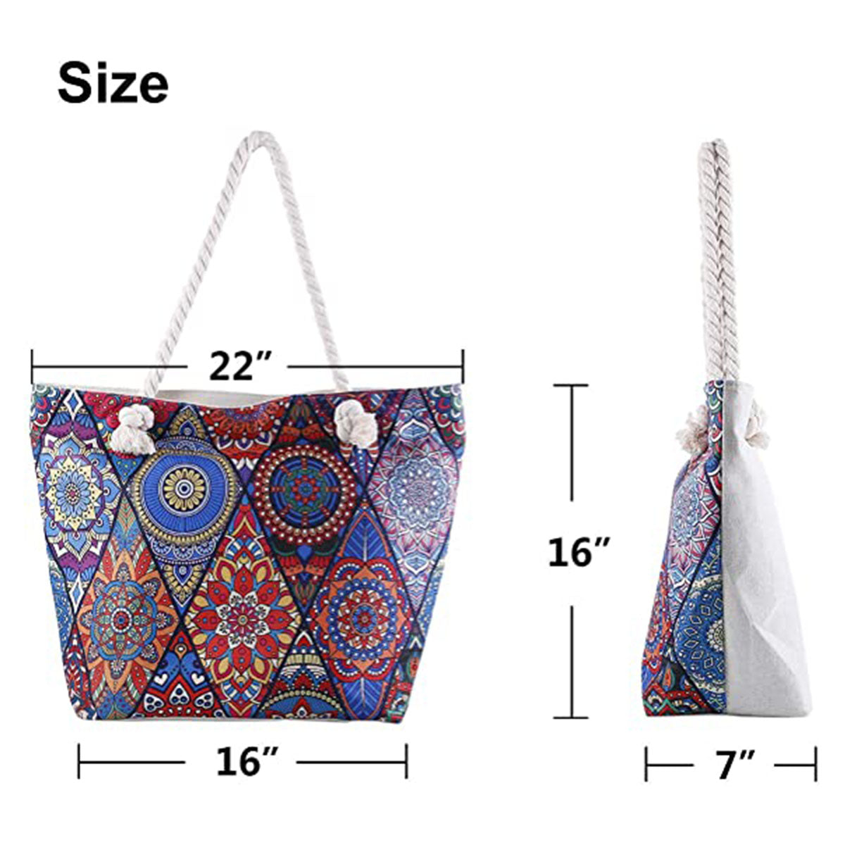 Extra Large Beach Bags Totes for Women Waterproof Sandproof-Mandala