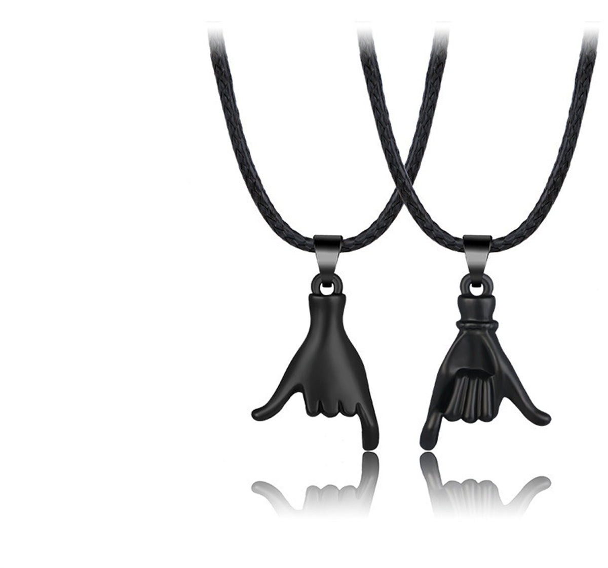 Pinky Promise Matching Couple Necklaces - Matte Black