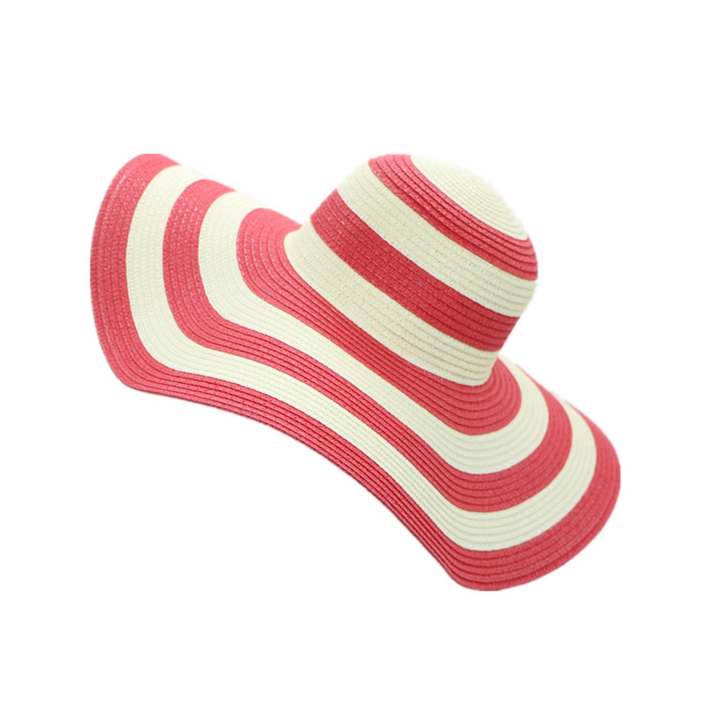 Women Stripe Sun Hat Foldable & Wide Brim