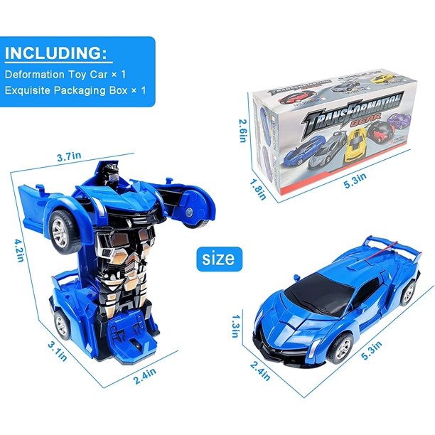 Transforming Toys Cars, Robot Cars Toys for Kids Boys Girls Blue