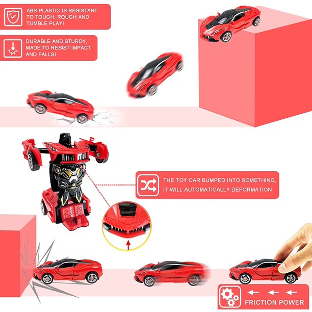 Transforming Toys Cars Robot Gift for Kids Boys/Girls-Red