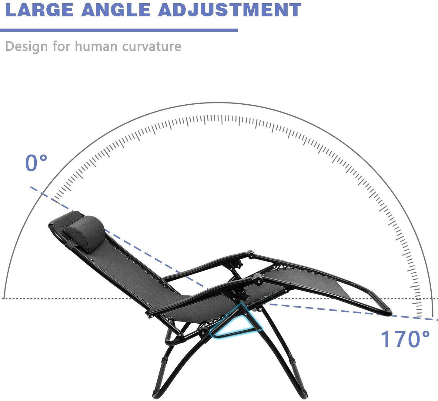 2 Pack Outdoor Lounge Patio Chair w/ Adjustable Pillow