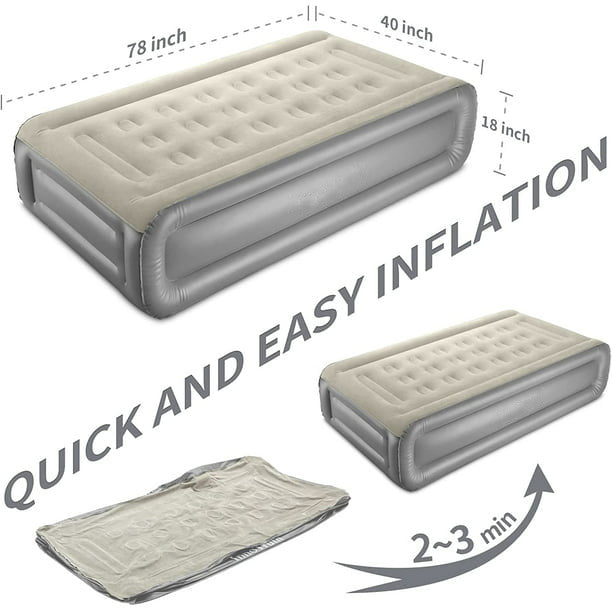 Twin Size Air Mattress with Built-in-Pump,Gray