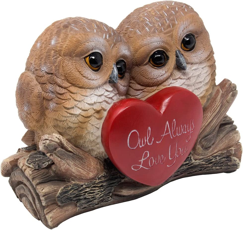 Romantic Owl Always Love You Figurine with Red Heart Valentines Gift/Decoration