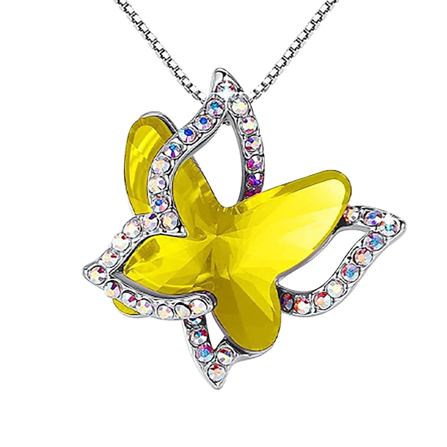 Crystal Butterfly Necklace for Women