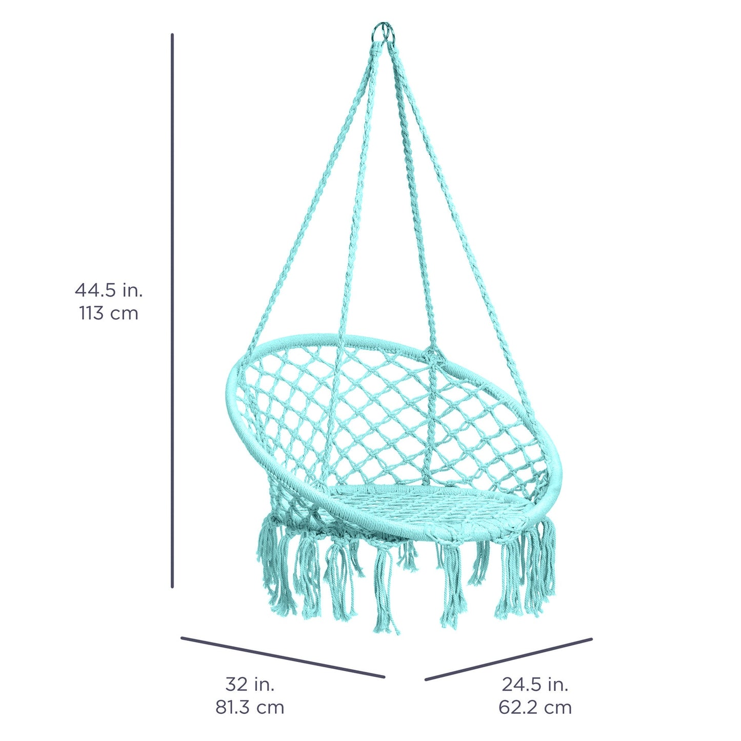 Handwoven Cotton Macrame Hammock Hanging Chair w/ Backrest
