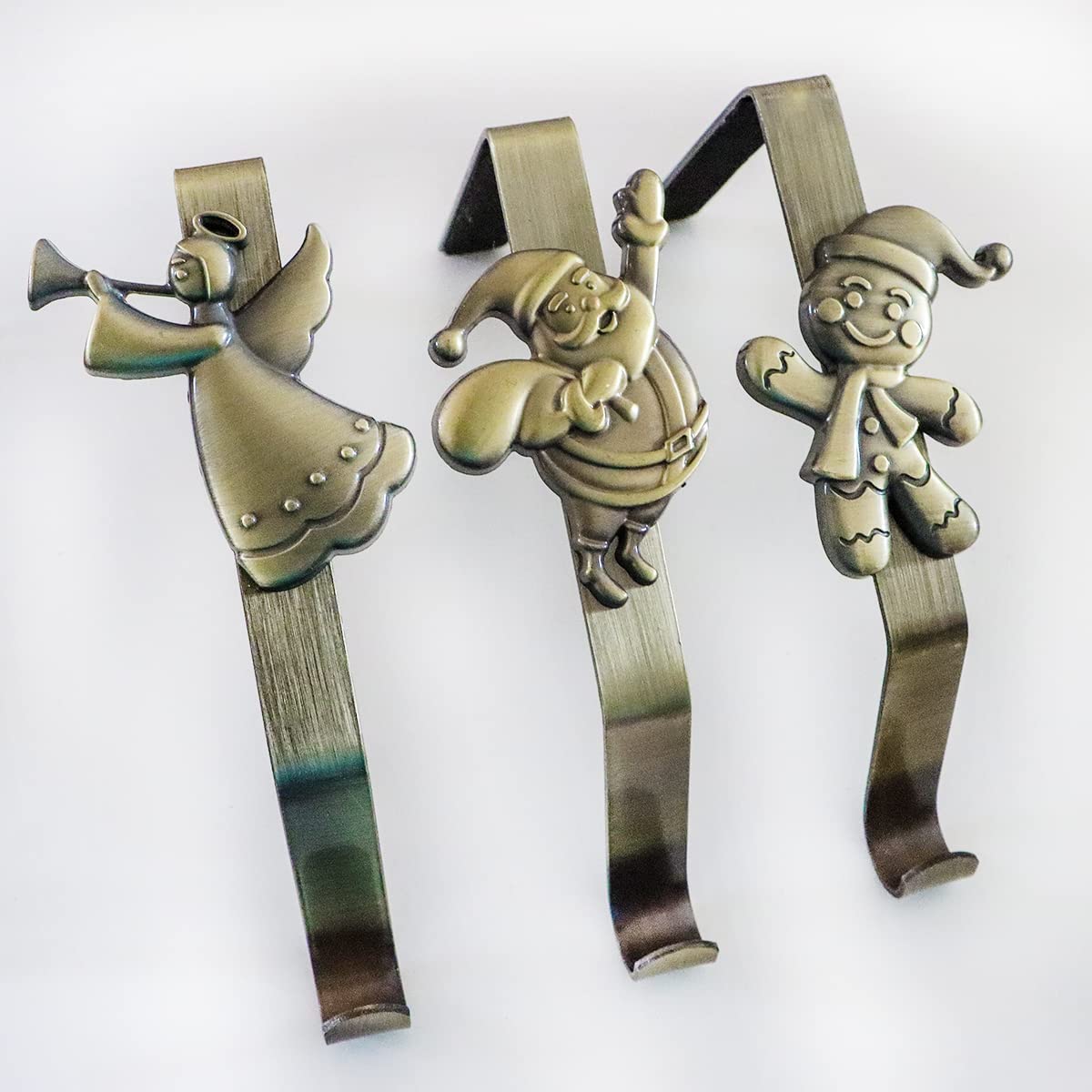 Set of 5 Bronze Christmas Stocking Holder Decoration