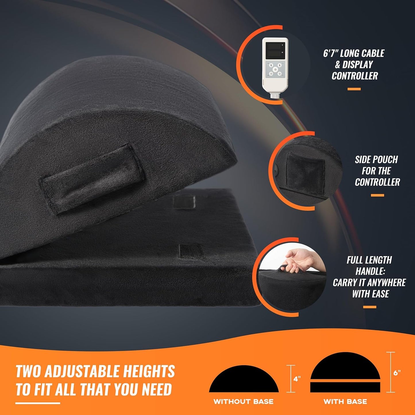 Heated Foot Rest Under Desk for Office Use at Home and Work, Adjustable and Portable Under Desk Footrest, Desk Foot Rest with Heated Foot Warmer, Padded Foot Stool Under Desk, Foam Office Foot Rest