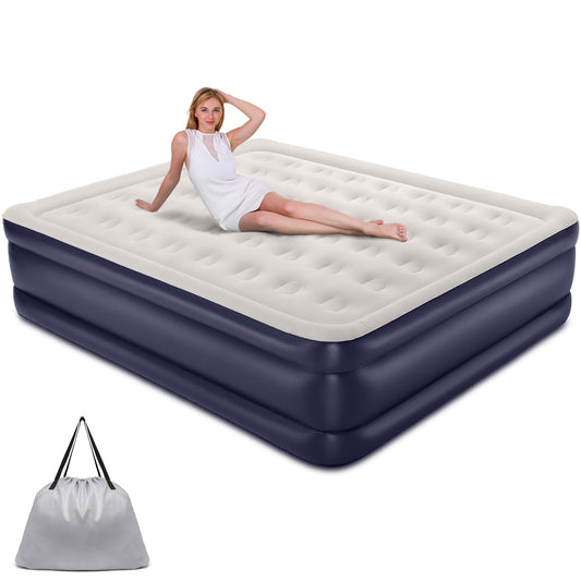 20" King Size Air Mattress with Built-in-Pump, Dark Blue