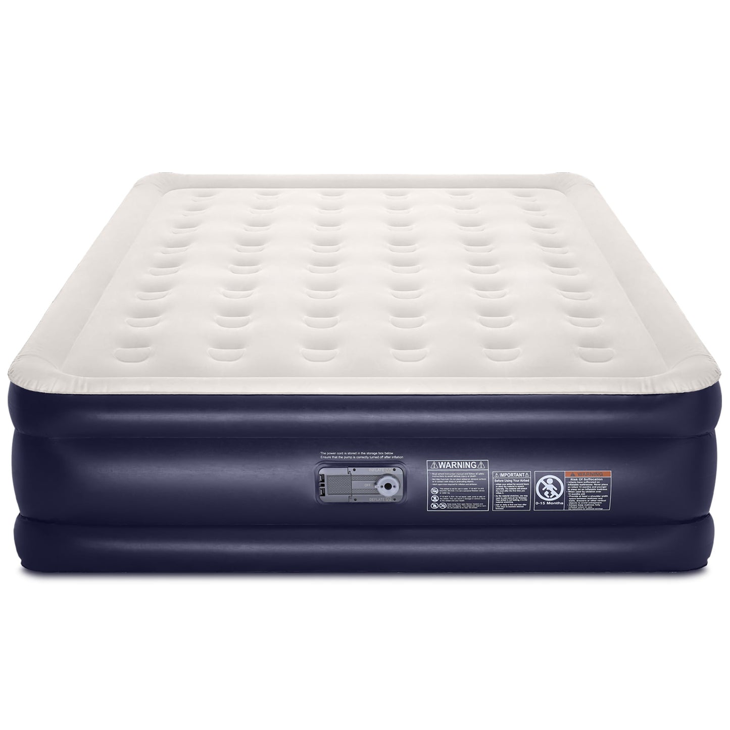 20" King Size Air Mattress with Built-in-Pump, Dark Blue