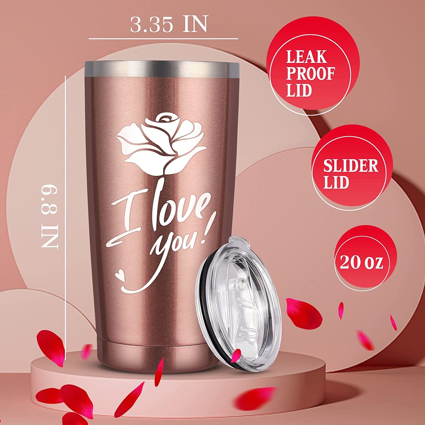 Gifts for Him Her Boyfriend, I LOVE YOU MORE THAN MY LIFE Tumbler 20oz, Valentines Anniversary