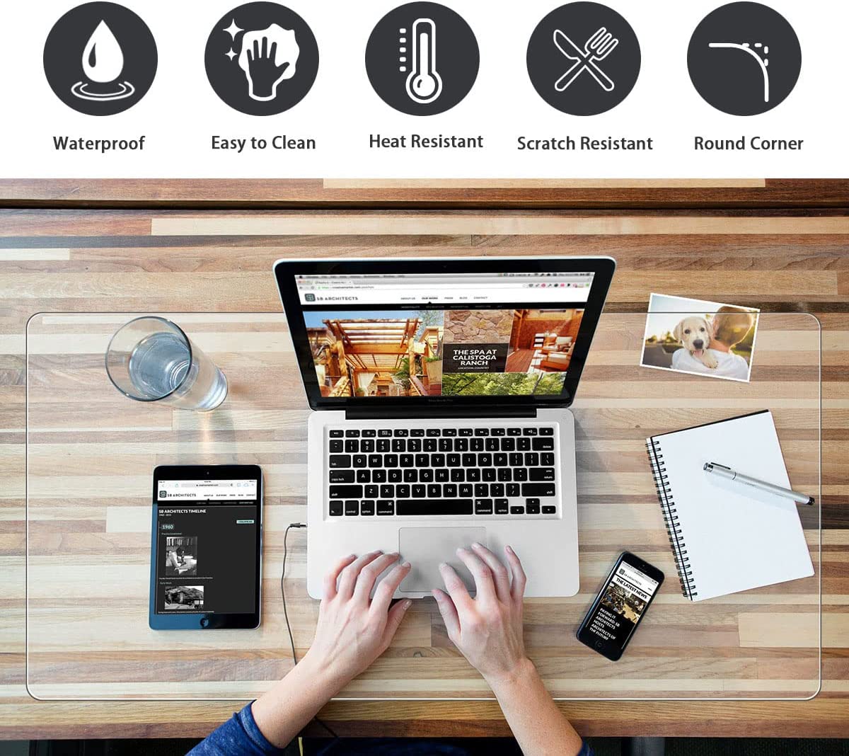 Clear Desk Pad Mat Blotter on Top of Desks 14 x 24 Inches Transparent PVC Mat