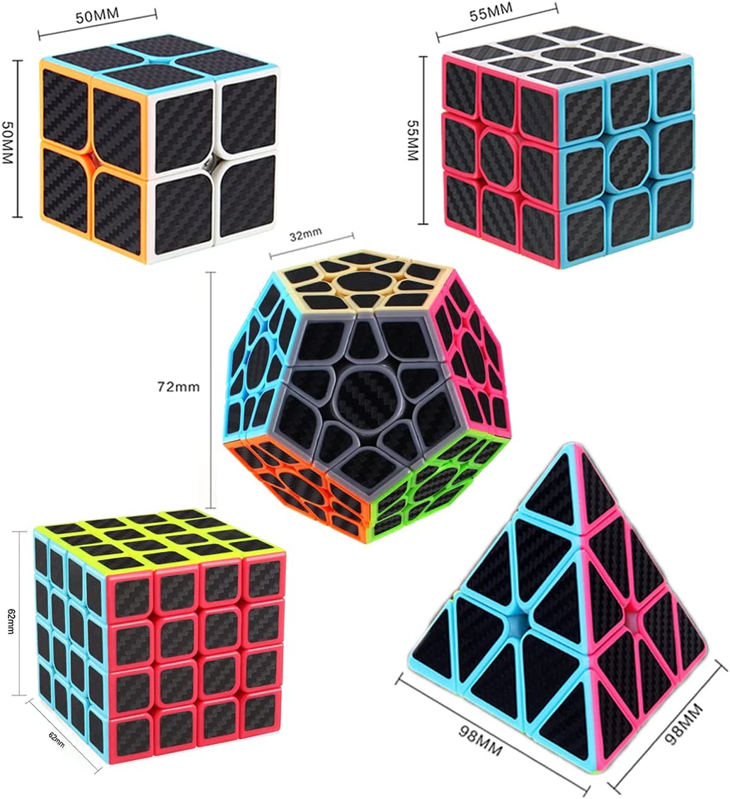 Speed Cube Set, [5 Pack] Magic Cube Bundle of 2x2 3x3 4x4 Megaminx & Pyramid