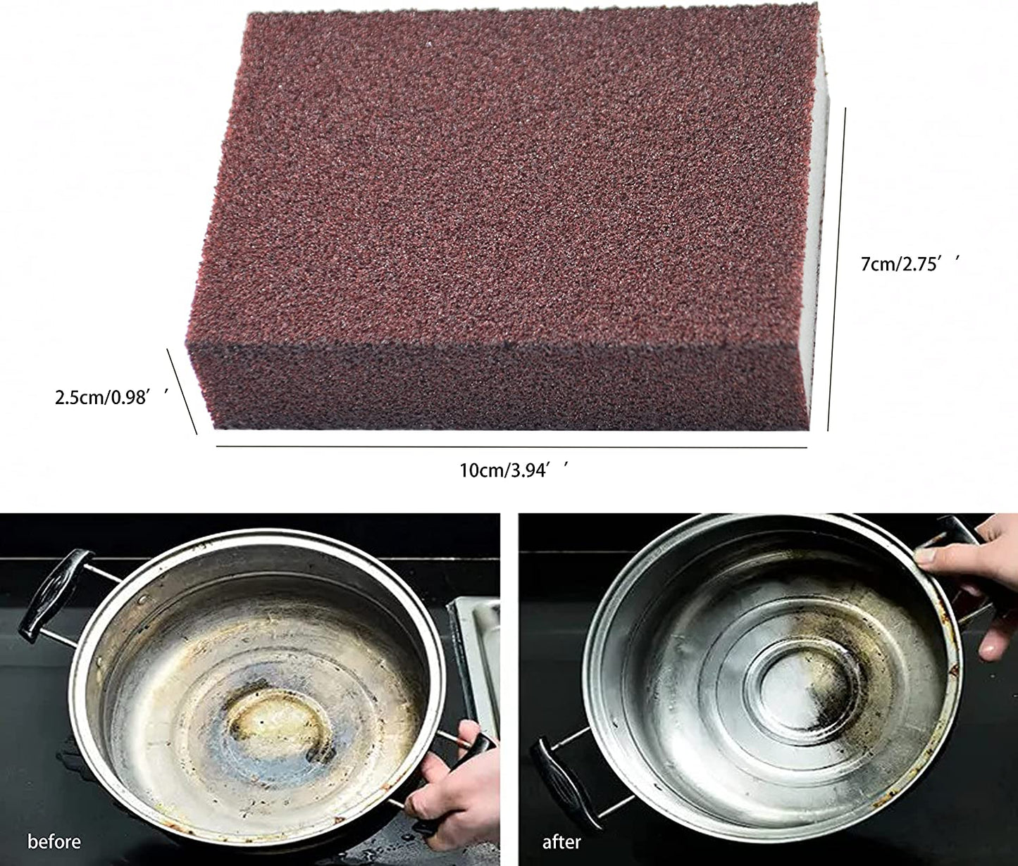 Nano Carborundum Sponge 6pcs, Kitchen Nano Emery Magic Clean Rub Pot, Metal