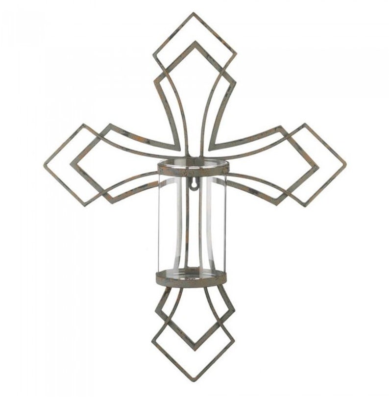 Contemporary Style Wall Cross Candle Holder Home Decoration