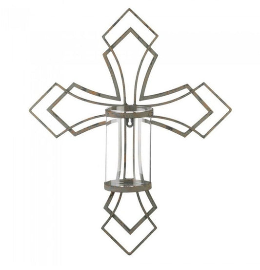 Contemporary Style Wall Cross Candle Holder Home Decoration