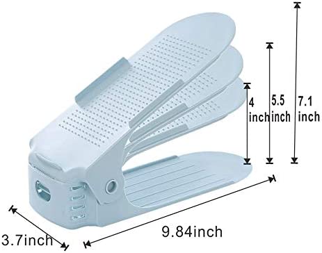 Shoe Slots Space Saver for Closet Organization, Adjustable Shoe, Blue Pack of 10