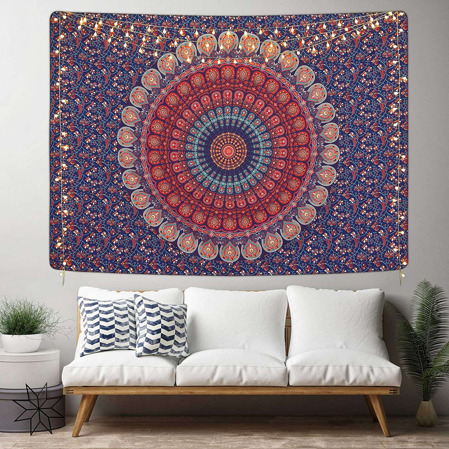 Bohemian Mandala Psychedelic Peacock Boho Tapestry