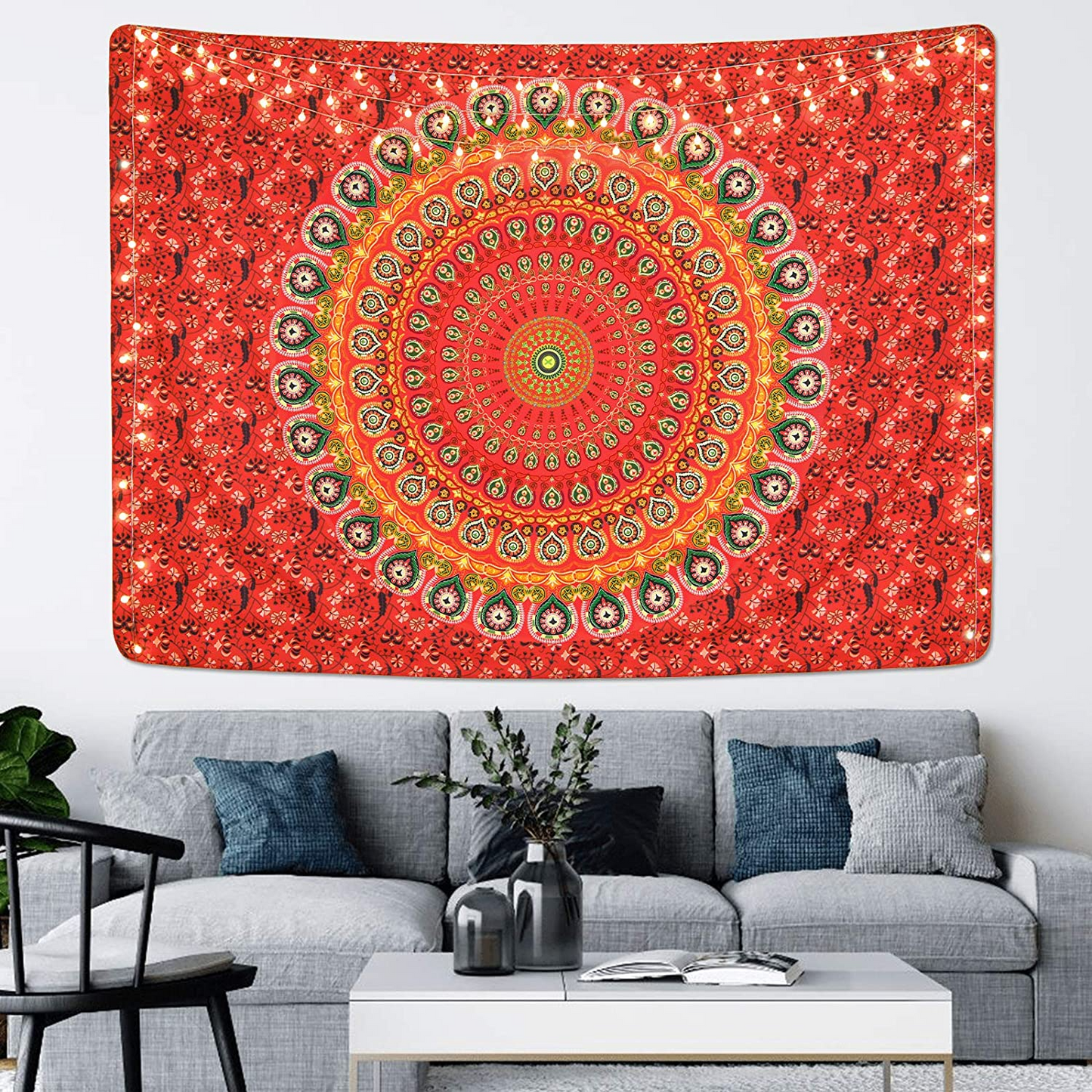 Bohemian Mandala Psychedelic Peacock Boho Tapestry