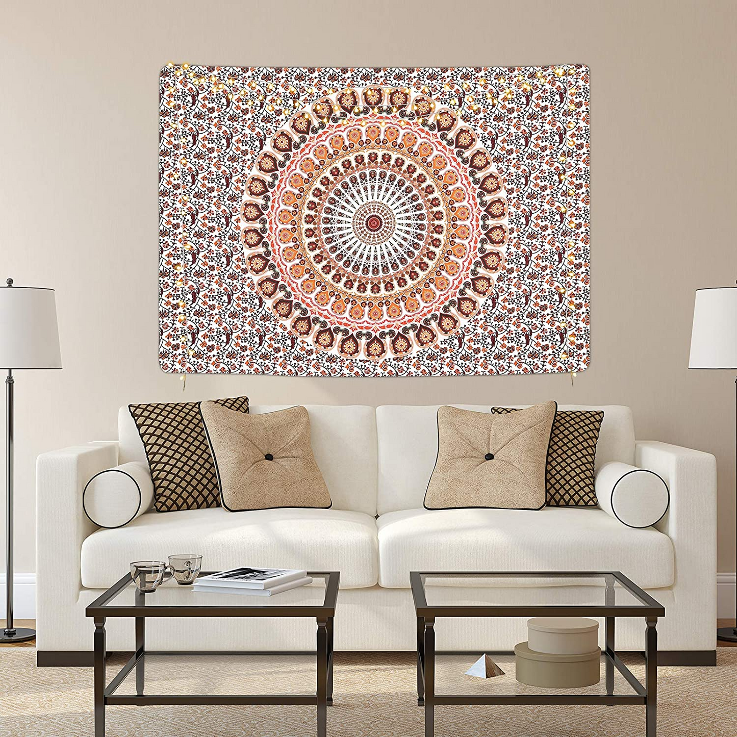 Bohemian Mandala Psychedelic Peacock Boho Tapestry