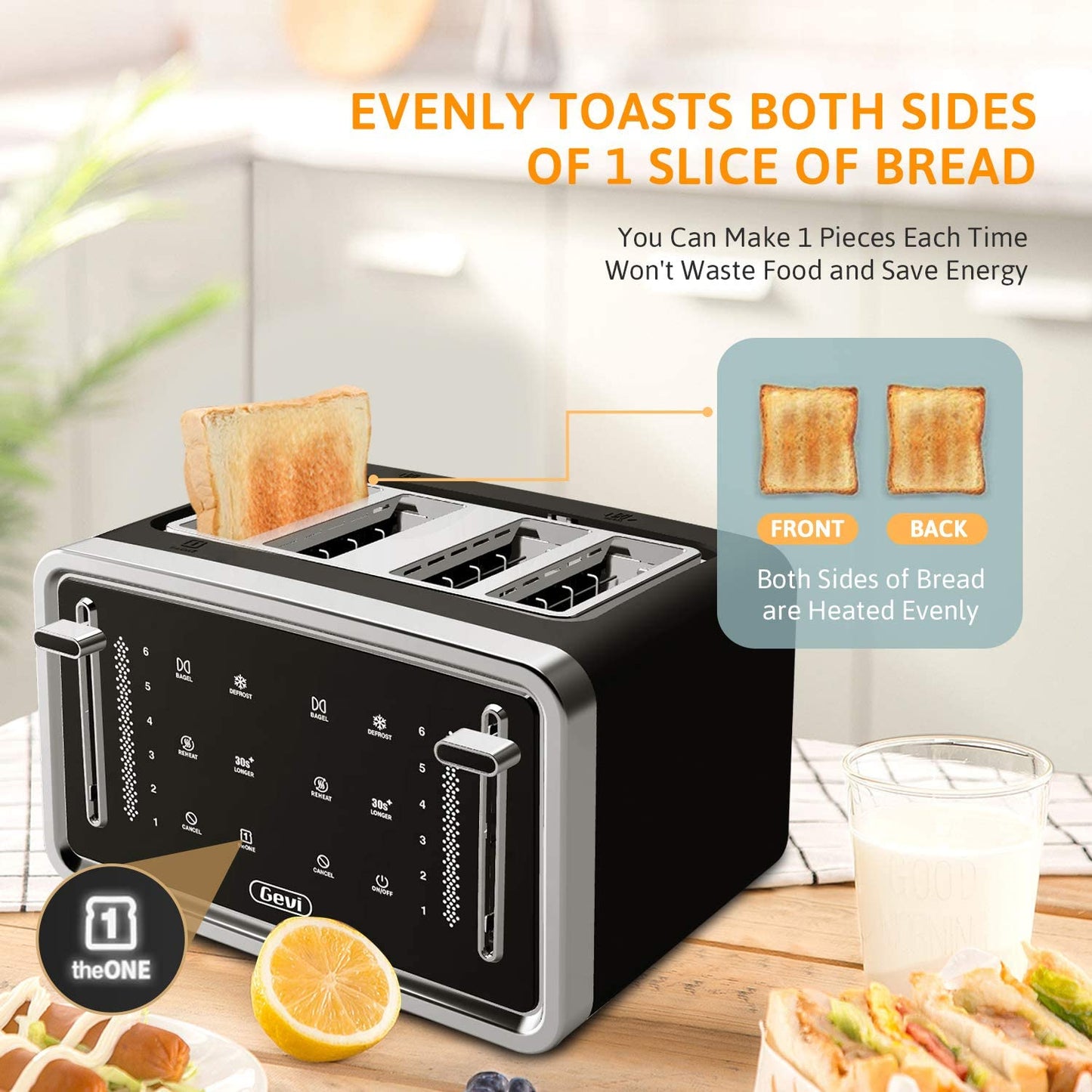 4 Slice Toaster LED Digital Touchscreen Extra-Wide Slots