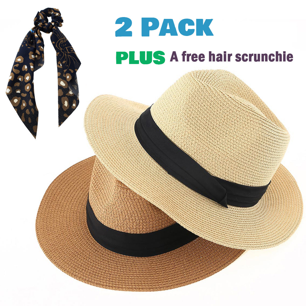 Panama Beach Hat for Women - 2 Pack