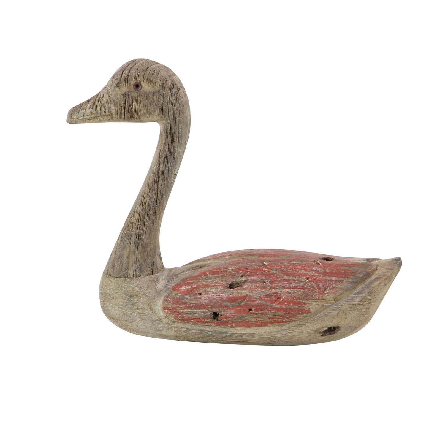 Wood Coastal Bird Sculpture, Brown/Red