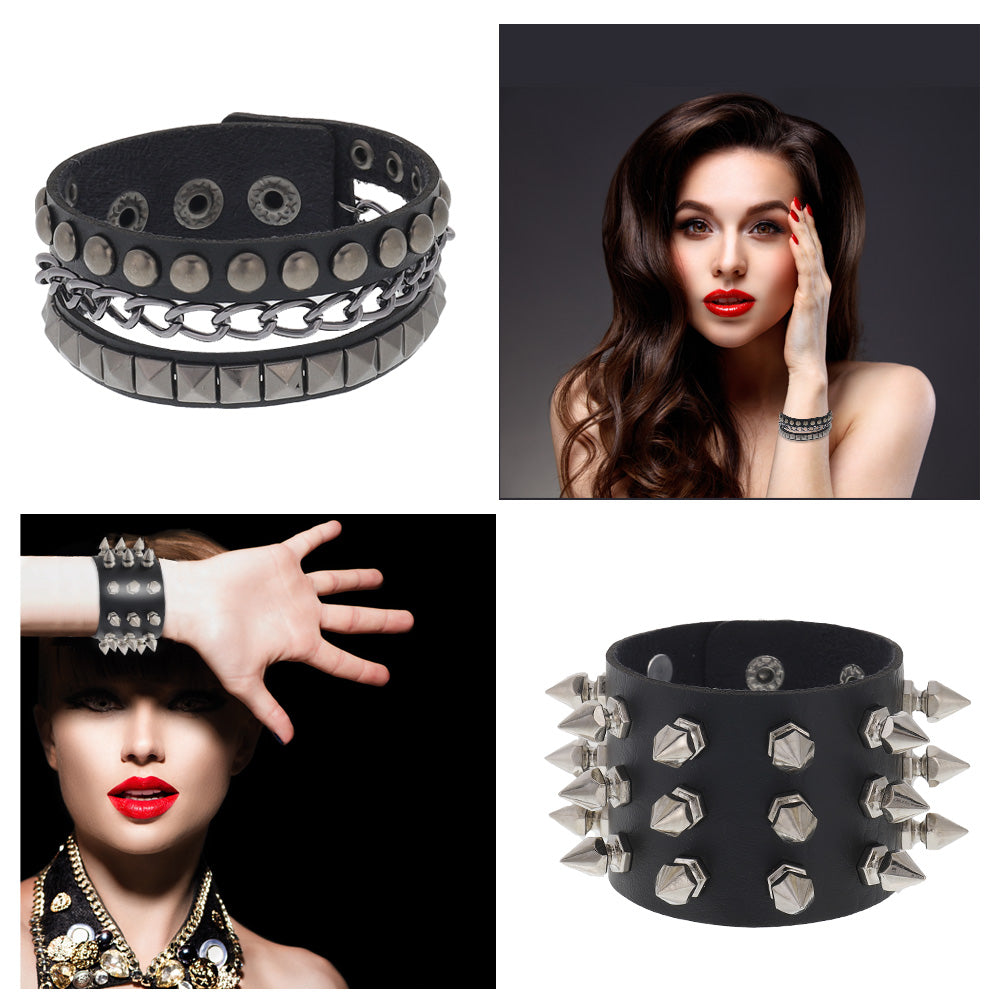 6 Pcs Men's Punk Studded Bracelet