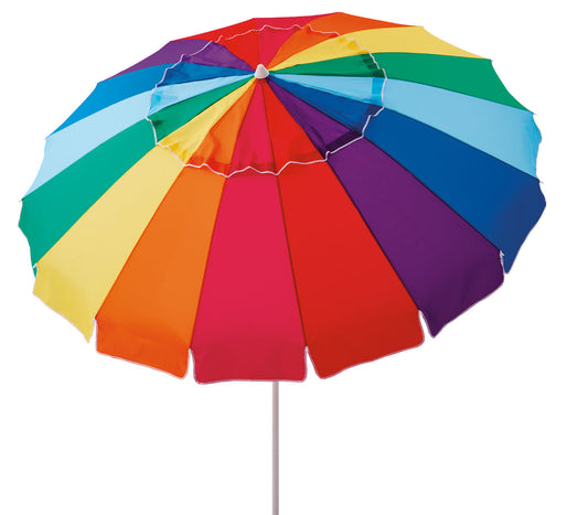 8 ft Beach Umbrella with Tilt, Sun Protection, Rainbow Color