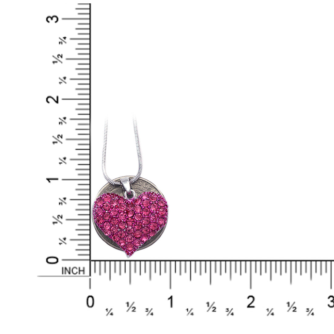 Hot Pink Small Heart Crystal Pave Pendant Necklace Valentine's Day w/ GIFT BOX - Walmart.com
