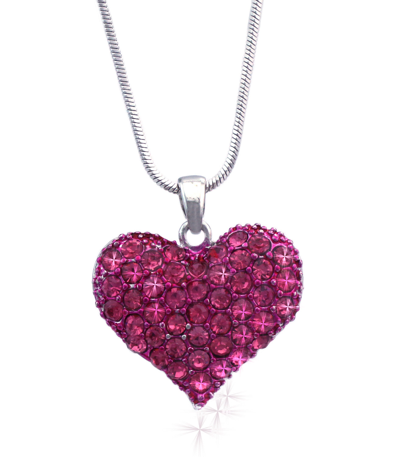 Hot Pink Small Heart Crystal Pave Pendant Necklace Valentine's Day w/ GIFT BOX - Walmart.com
