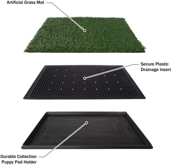 Large Artificial Grass Pee Pads w/ Tray Set of 3 Pads