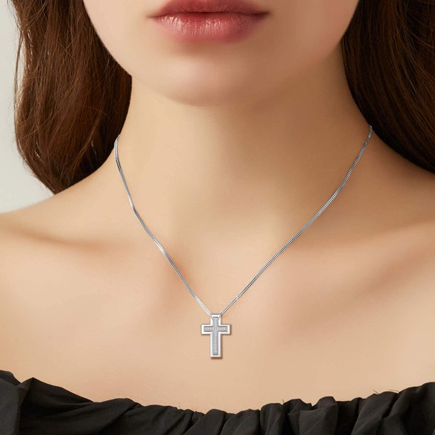 Sterling Silver Cross Necklaces, Two in One for Couples