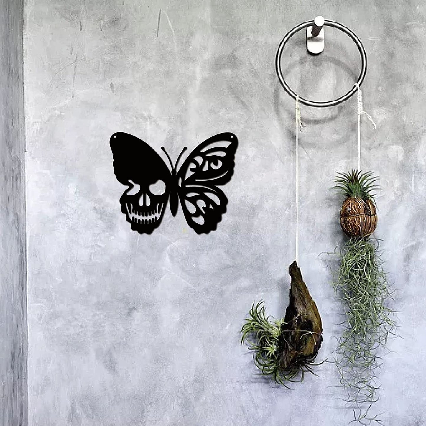 Black Large Skull Butterfly Metal Wall Art Decoration 9.4 x 11.8inch