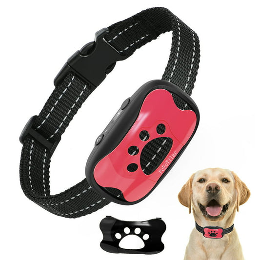 Dog Bark Collar - Humane, Rechargeable No Shock Anti Barking Collar w/ 7 Adjustable Levels for Small Medium Large Dogs, Waterproof (Pink)