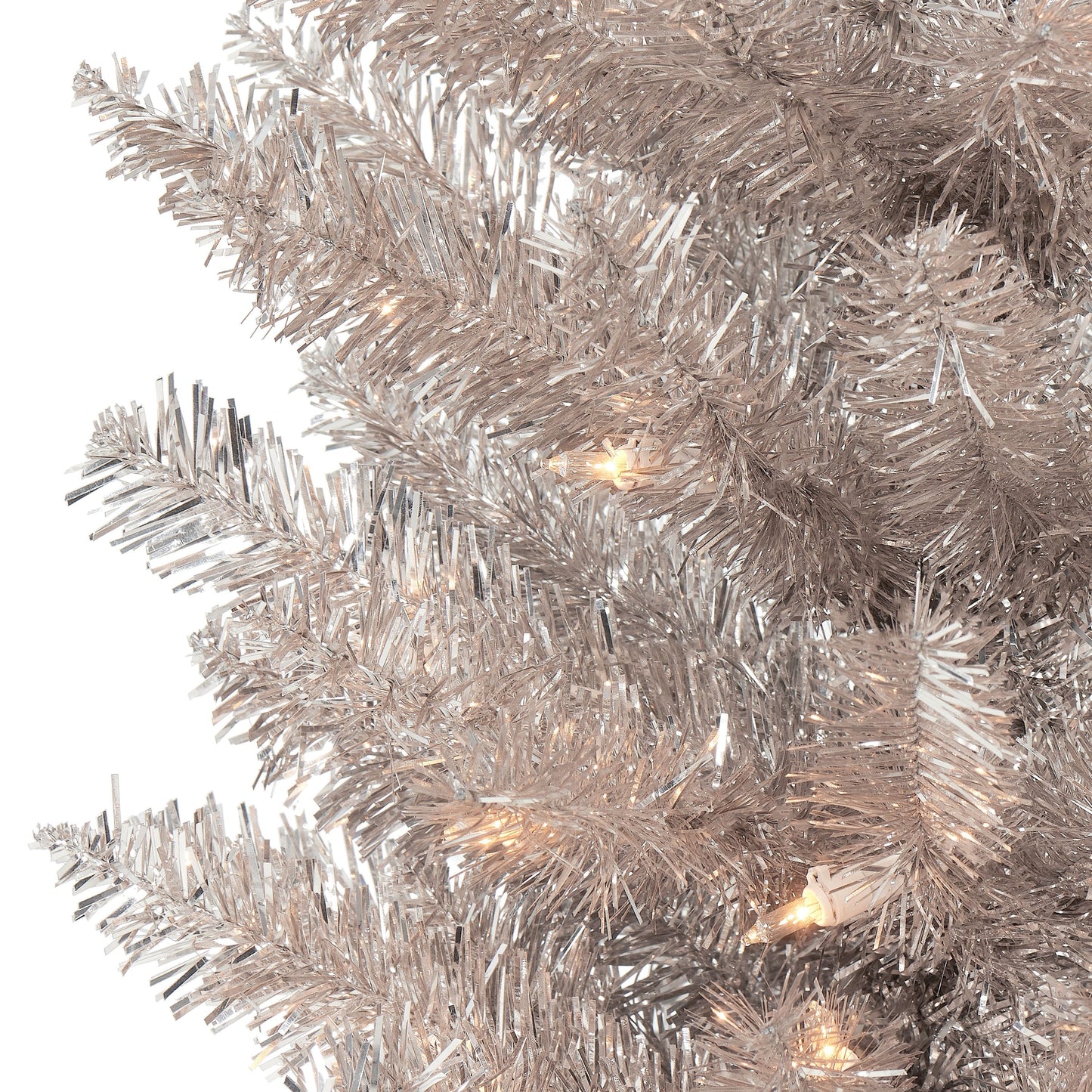 6ft Pre-Lit Rose Gold Tinsel Christmas Tree