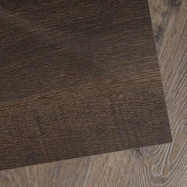 Curiod Square Metal Frame End Table, Smoked Oak Finish