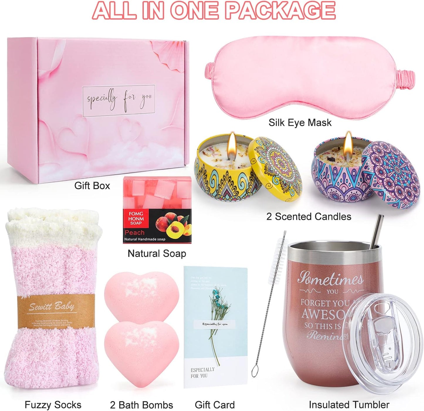For Women, Relaxation Gifts for Friends Female, Self Care Spa Gifts for Women Who Have Everything, Unique Gifts Ideas for Mom Sisters Wife Pamper Gift Set Valentine's Day gifts for Her