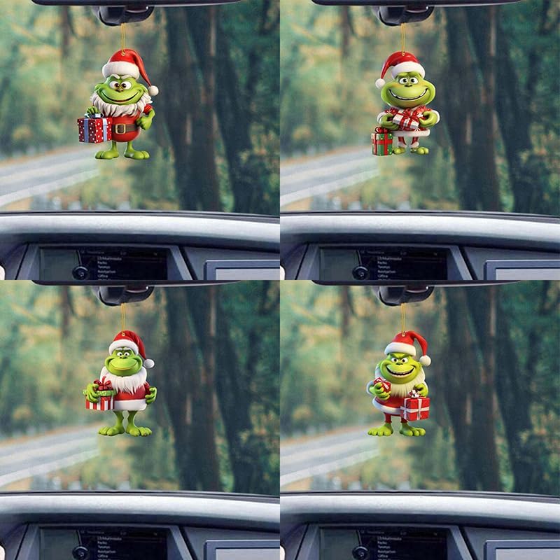 Christmas Tree Decoration Christmas Hanging Ornament Acrylic Design Winter Xmas Themed Decorative Ornaments for Christmas Tree New Year Party Supplies Winter Christmas Tree Decor 4 Pcs